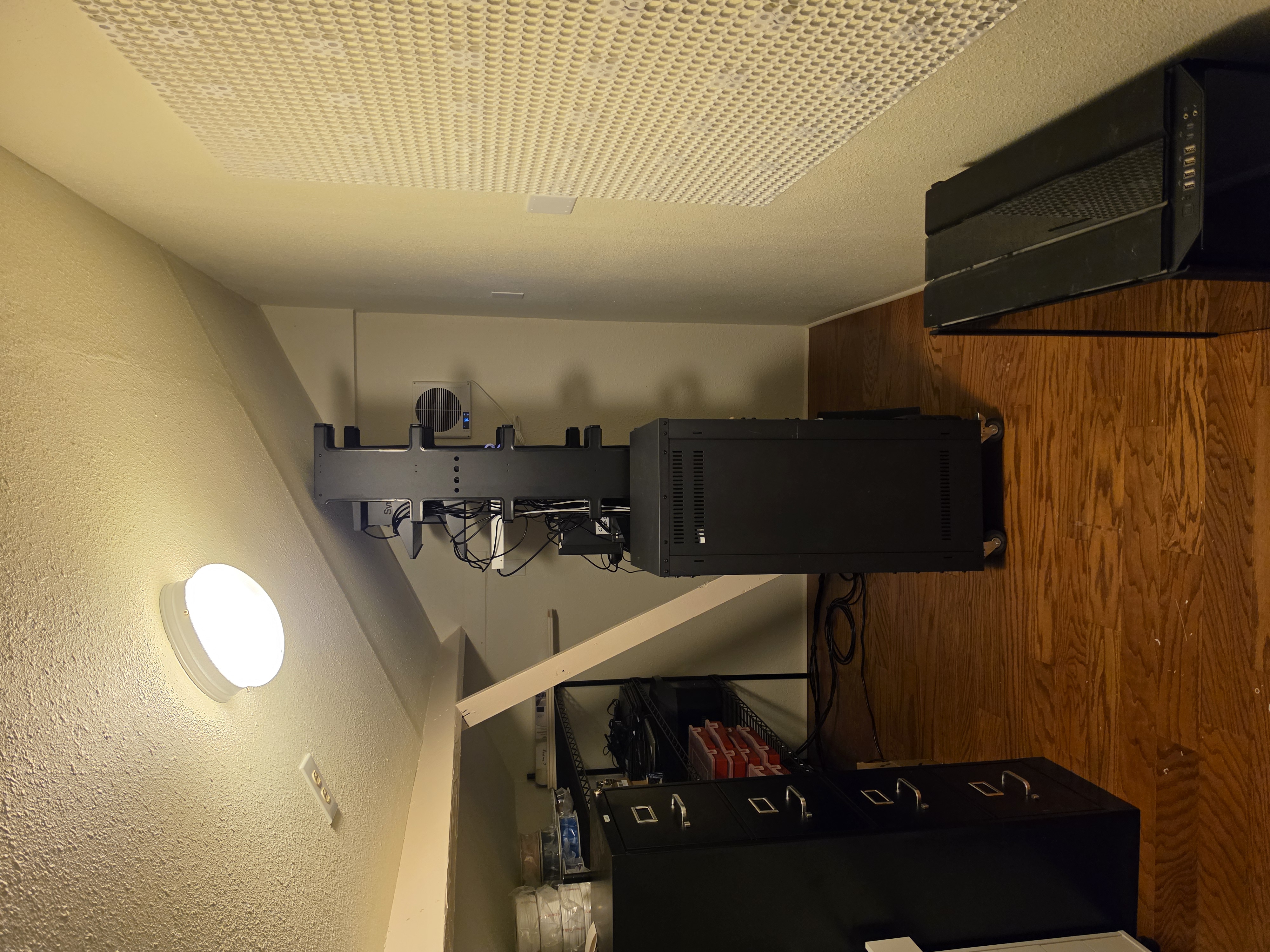 The finished attic space, now a server room