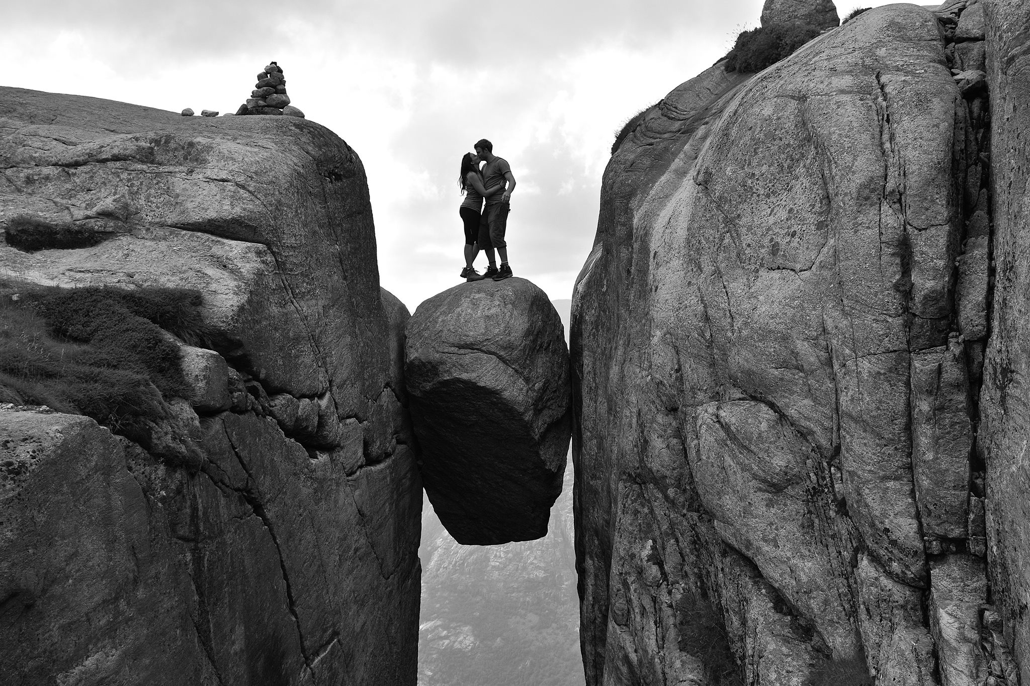 Kjeragbolten, a boulder wedged between cliffs in Norway